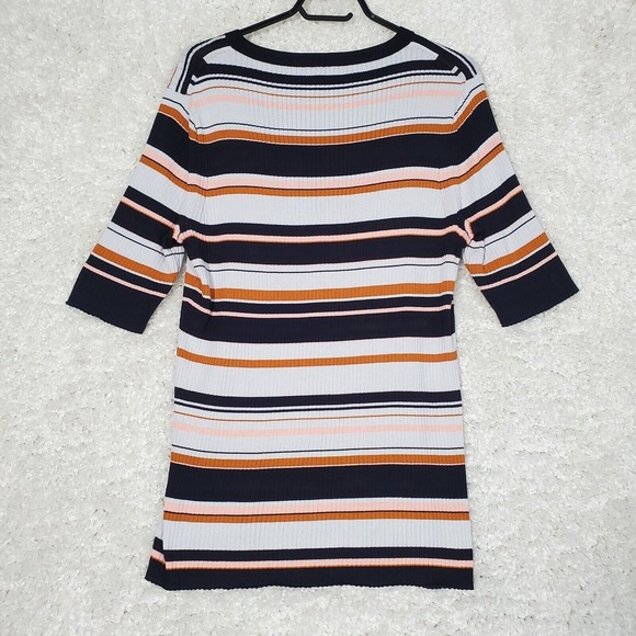 Lafayette 148 New York‎ Women Silk Blend Ribbed Shirt Size XL Striped Office Mod - Picture 8 of 11